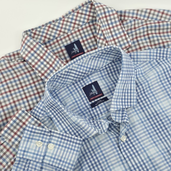 johnnie-O Other - Johnnie-O Prep-Formance Shirts Mens XL Lot of 2 Plaid Button Down Stretch